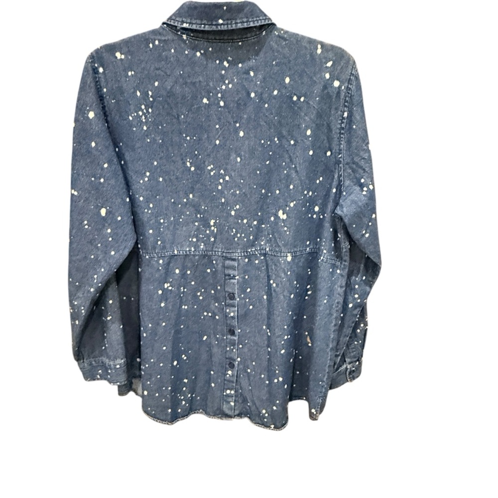 Joan Rivers Denim Button Down Splatter Shirt Size… - image 3